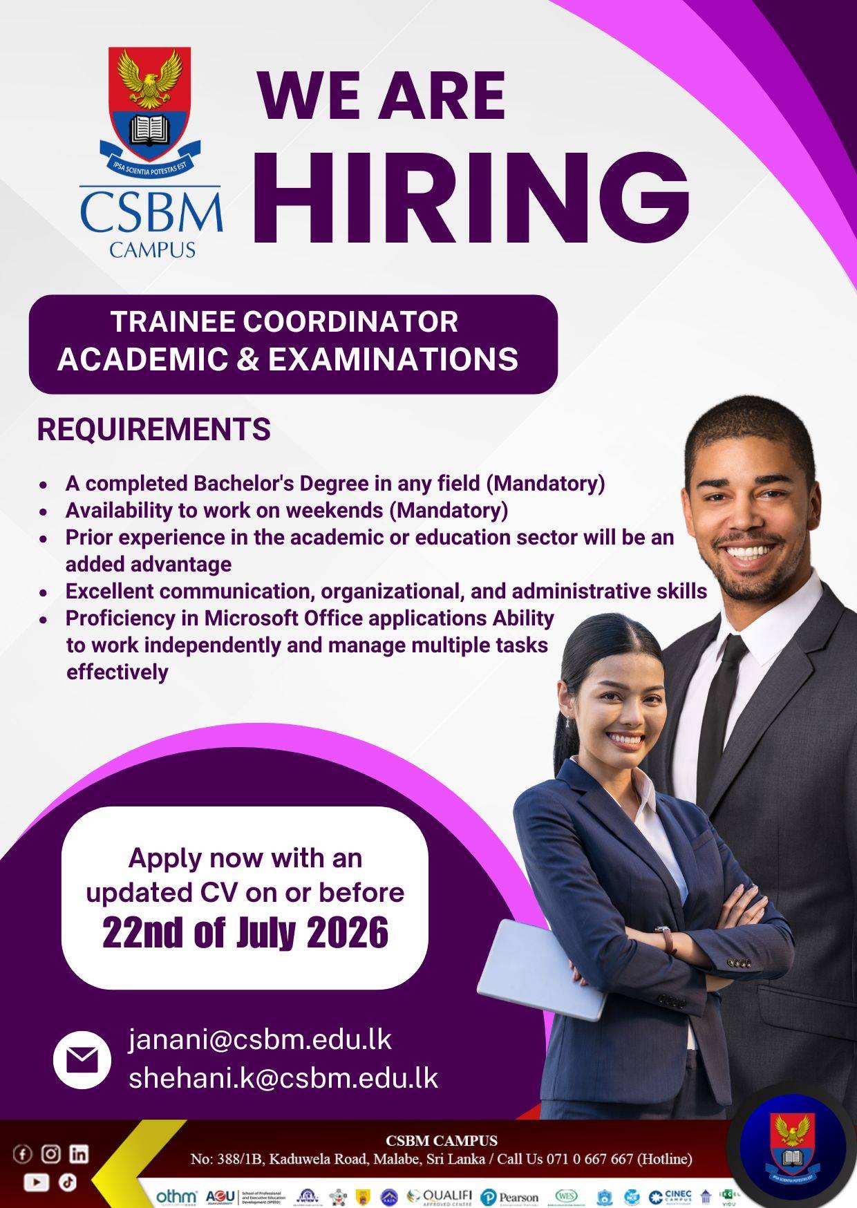 Trainee Coordinator - Academic & Examinations